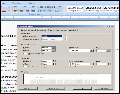 Image of the 'paragraphy' dislogue box.
